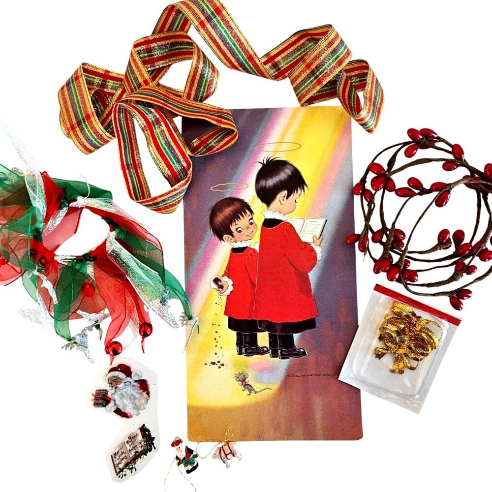 Instant Vintage Christmas Collection Retro Card Nostalgia Decor Bundle